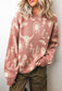 Peach Blossom Western Print Drop Shoulder Round Neck Long Sleeve Sweater