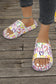 White Colorful Heart Print EVA Slippers