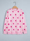 Pink Polka Dot Print Contrast Detail Oversized Tunic Sweatshirt