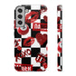 Red Kiss Heart Checkerboard phone case | Danger XOXO dice pattern