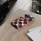 Red Kiss Heart Checkerboard phone case | Danger XOXO dice pattern