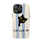 Cute Black Cat "Cutie Mode: ON" Tough Phone Case — Protective Striped Phone Cover
