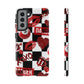 Red Kiss Heart Checkerboard phone case | Danger XOXO dice pattern