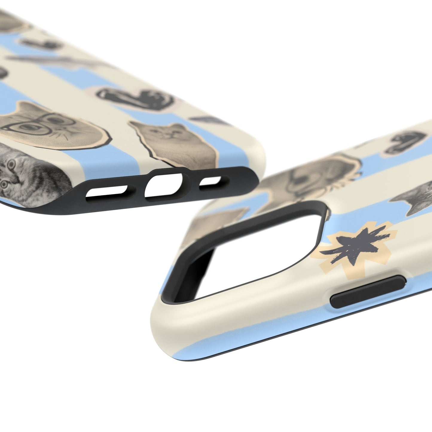 Cat Pattern Magnetic Impact Phone Case — Cute Cats, Fish & Hearts Design