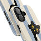 Cute Black Cat "Cutie Mode: ON" Tough Phone Case — Protective Striped Phone Cover