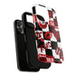 Red Kiss Heart Checkerboard phone case | Danger XOXO dice pattern