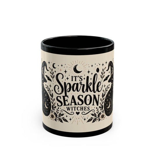 It's Sparkle Season Witches Mug — Halloween Black Cat Pumpkin Coffee Cup
