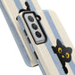 Cute Black Cat "Cutie Mode: ON" Tough Phone Case — Protective Striped Phone Cover