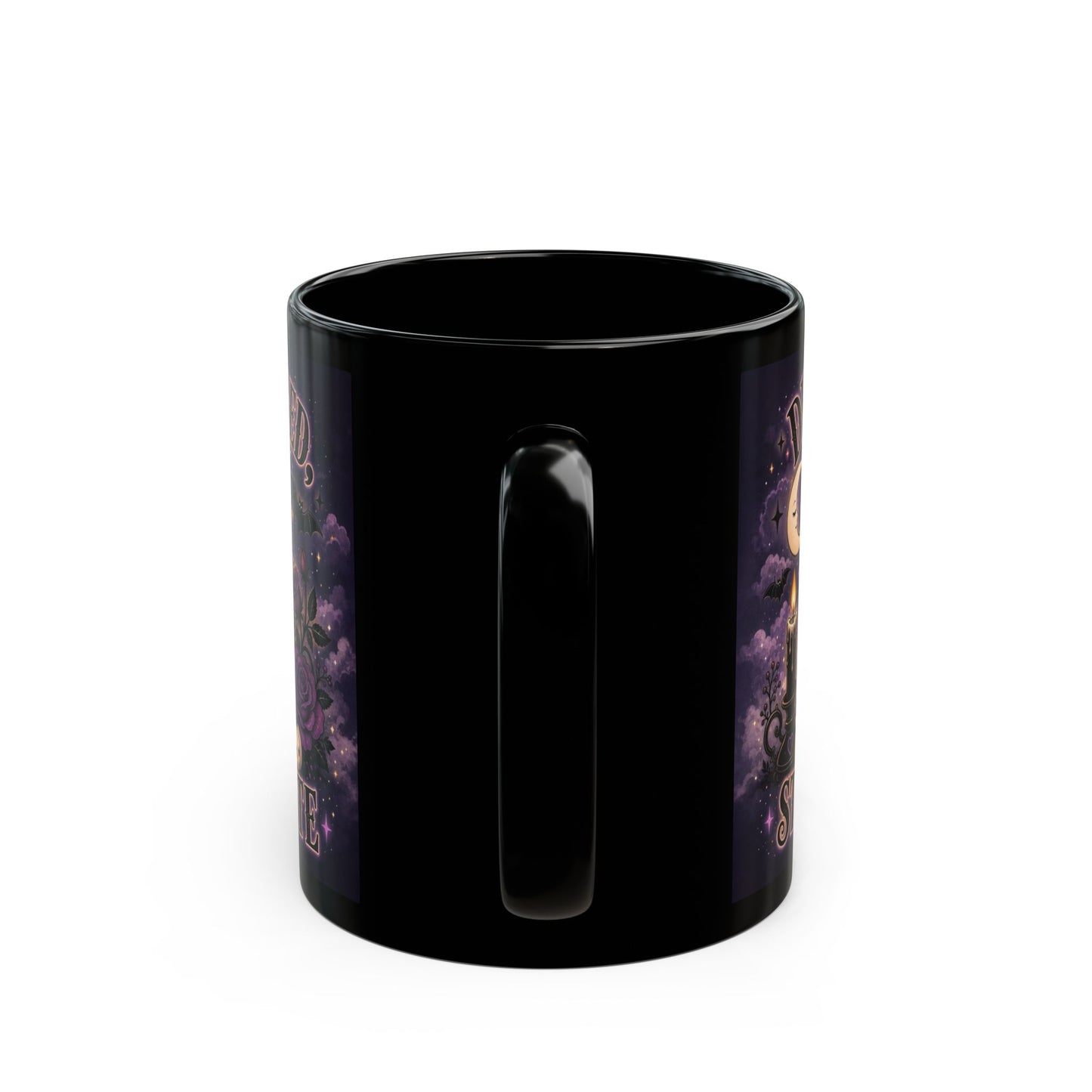 Cute Gothic Ghost Mug — "Dead Tired, Still Cute" Black Coffee Cup