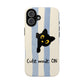 Cute Black Cat "Cutie Mode: ON" Tough Phone Case — Protective Striped Phone Cover