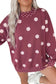 Pink Polka Dot Print Contrast Detail Oversized Tunic Sweatshirt