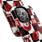 Red Kiss Heart Checkerboard phone case | Danger XOXO dice pattern