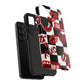 Red Kiss Heart Checkerboard phone case | Danger XOXO dice pattern
