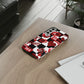 Red Kiss Heart Checkerboard phone case | Danger XOXO dice pattern