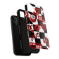 Red Kiss Heart Checkerboard phone case | Danger XOXO dice pattern