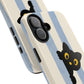 Cute Black Cat "Cutie Mode: ON" Tough Phone Case — Protective Striped Phone Cover