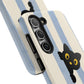 Cute Black Cat "Cutie Mode: ON" Tough Phone Case — Protective Striped Phone Cover