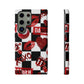 Red Kiss Heart Checkerboard phone case | Danger XOXO dice pattern