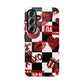 Red Kiss Heart Checkerboard phone case | Danger XOXO dice pattern