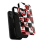 Red Kiss Heart Checkerboard phone case | Danger XOXO dice pattern