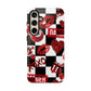 Red Kiss Heart Checkerboard phone case | Danger XOXO dice pattern