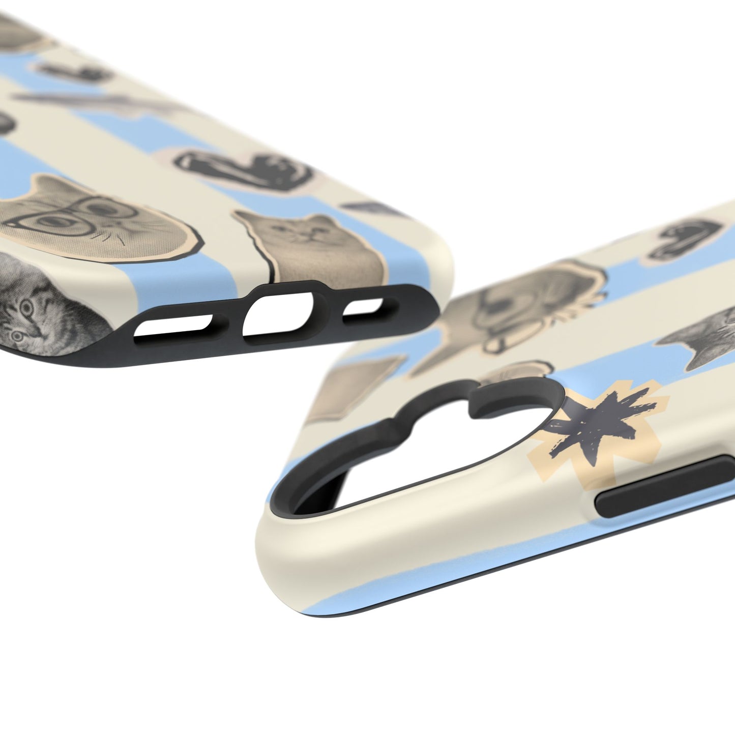Cat Pattern Magnetic Impact Phone Case — Cute Cats, Fish & Hearts Design