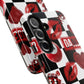 Red Kiss Heart Checkerboard phone case | Danger XOXO dice pattern