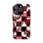 Red Kiss Heart Checkerboard phone case | Danger XOXO dice pattern
