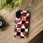 Red Kiss Heart Checkerboard phone case | Danger XOXO dice pattern