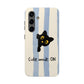 Cute Black Cat "Cutie Mode: ON" Tough Phone Case — Protective Striped Phone Cover