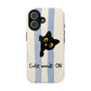 Cute Black Cat "Cutie Mode: ON" Tough Phone Case — Protective Striped Phone Cover