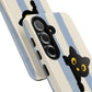 Cute Black Cat "Cutie Mode: ON" Tough Phone Case — Protective Striped Phone Cover