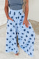 Brown Polka Dot Wide Leg Elastic Waist Casual Pants