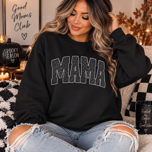 Mama Graphic Sweatshirt — Cozy Black 'MAMA' Crewneck for Mothers, Mother's Day Gift