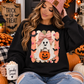 Halloween Ghost Sweatshirt — Cute Ghost with Bow & Pumpkin Trick-or-Treat Crewneck