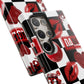 Red Kiss Heart Checkerboard phone case | Danger XOXO dice pattern