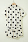 Pink Polka Dot Print V Neck Tee Short Set