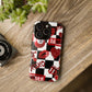 Red Kiss Heart Checkerboard phone case | Danger XOXO dice pattern
