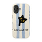 Cute Black Cat "Cutie Mode: ON" Tough Phone Case — Protective Striped Phone Cover
