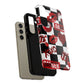 Red Kiss Heart Checkerboard phone case | Danger XOXO dice pattern