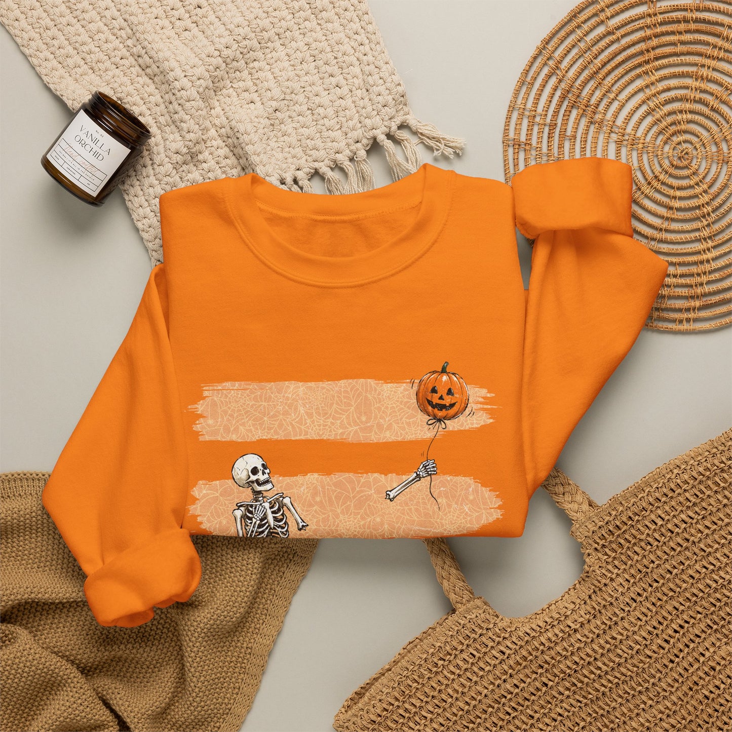 Halloween Skeleton Crewneck Sweatshirt — 'Well, shit...' Graphic