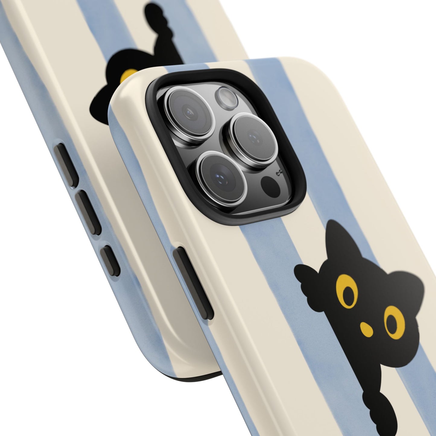 Cute Black Cat "Cutie Mode: ON" Tough Phone Case — Protective Striped Phone Cover