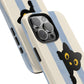 Cute Black Cat "Cutie Mode: ON" Tough Phone Case — Protective Striped Phone Cover
