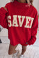 Gray Saved By Grace Embroidered Detail Letter Graphic High Neck Sweatshirt