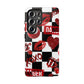 Red Kiss Heart Checkerboard phone case | Danger XOXO dice pattern