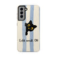 Cute Black Cat "Cutie Mode: ON" Tough Phone Case — Protective Striped Phone Cover