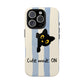 Cute Black Cat "Cutie Mode: ON" Tough Phone Case — Protective Striped Phone Cover