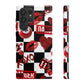 Red Kiss Heart Checkerboard phone case | Danger XOXO dice pattern