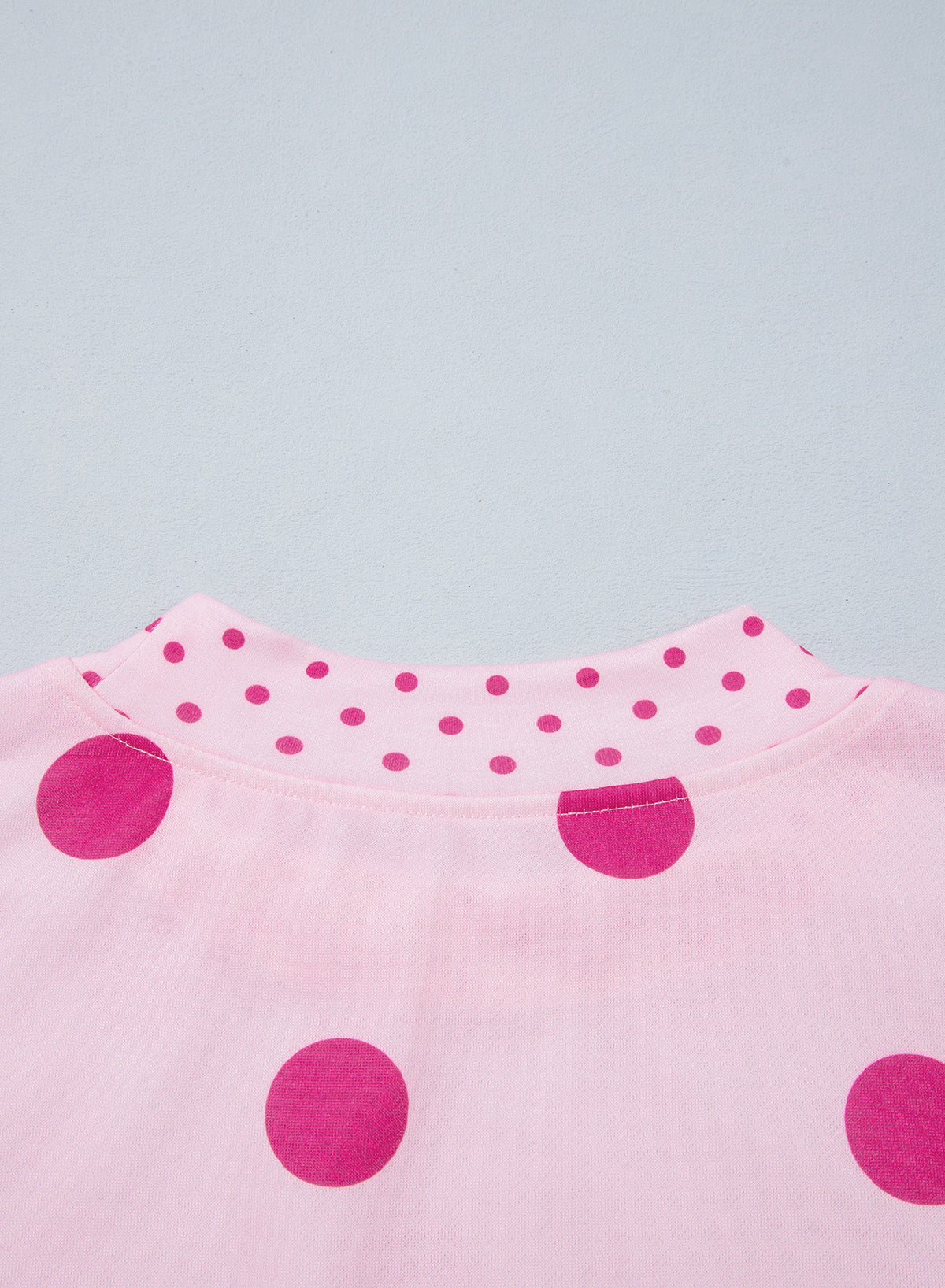 Pink Polka Dot Print Contrast Detail Oversized Tunic Sweatshirt