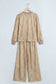 Khaki Leopard Star Print Long Sleeve Loose Casual Two Piece Pants Set